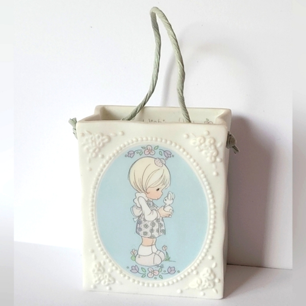 90s Precious Moments Springtime Friend Gift Bag Porcelain Collectible Figurine